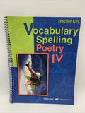 Abeka Vocabulary, Spelling, & Poetry IV Teacher Key, Text, Text Key