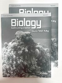 Abeka Biology God's Living Creation  Teacher Quiz/Test Key Volume 1 & 2