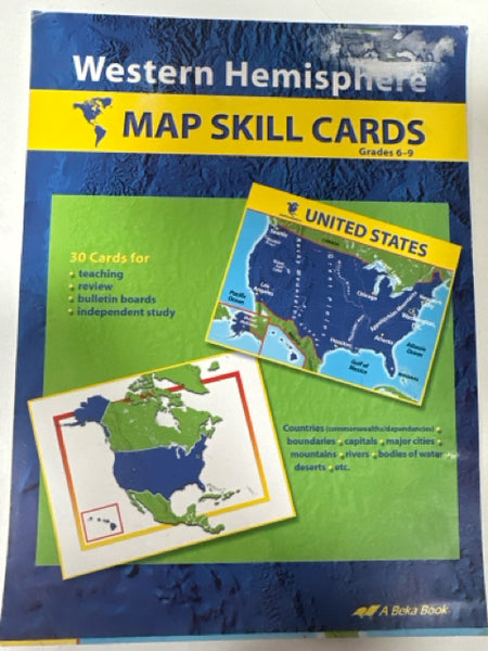 Abeka Western Hemisphere Map Skill Cards Grades 6-9