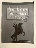 Abeka Spelling, Vocaublary & Poetry 5 Test Key