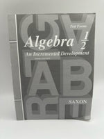 Saxon Teacher 1/2 Algebra Test Forms