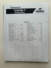 Abeka Homeschool Language 4 Teaching Charts