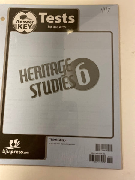 Heritage Studies 6 Test Answer Key 3rd Edition