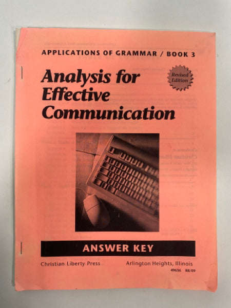 Application of Grammar Book 3: Analysis for Effective Communication Answer Key