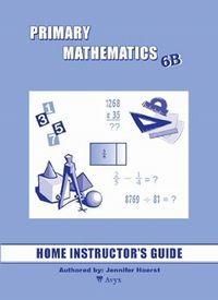 Primary Mathematics 6B Home Instructor's Guide
