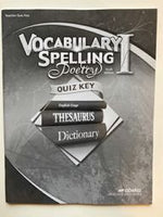 Vocabulary, Spelling & Poetry I Quiz Key