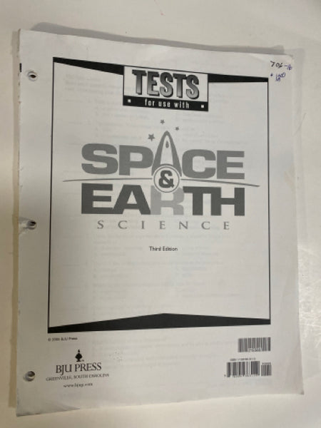 BJU Space & Earth Science Tests 3rd Ediiton