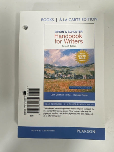 Simon & Schuster Handbook for Writers A'La Carte Edition