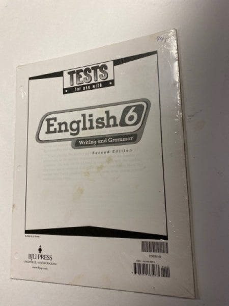 BJU English 6 Tests 2nd Edition
