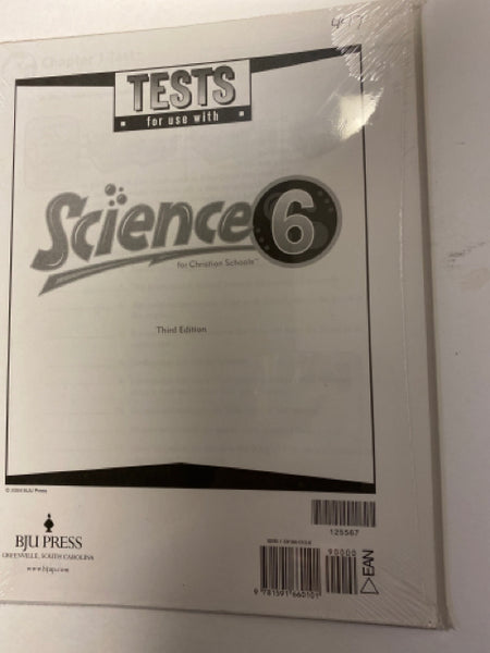 BJU Science Tests 6th Grade 3rd