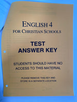 English 4 for Christian Schools Test Packet & Answer Key